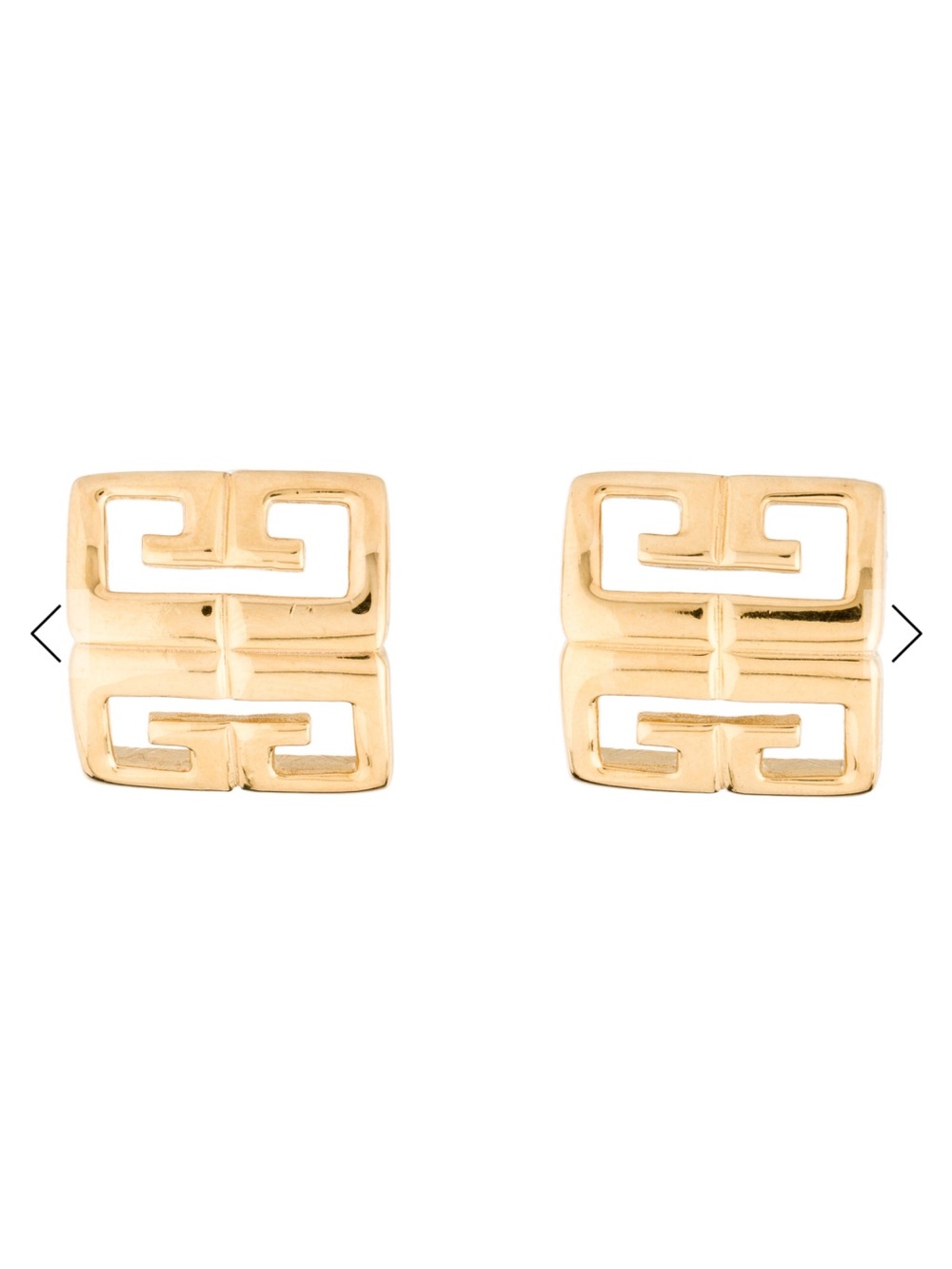 Vintage Givenchy 4G Gold Tone Logo Square Stud Earrings Signed Post Back Luxury